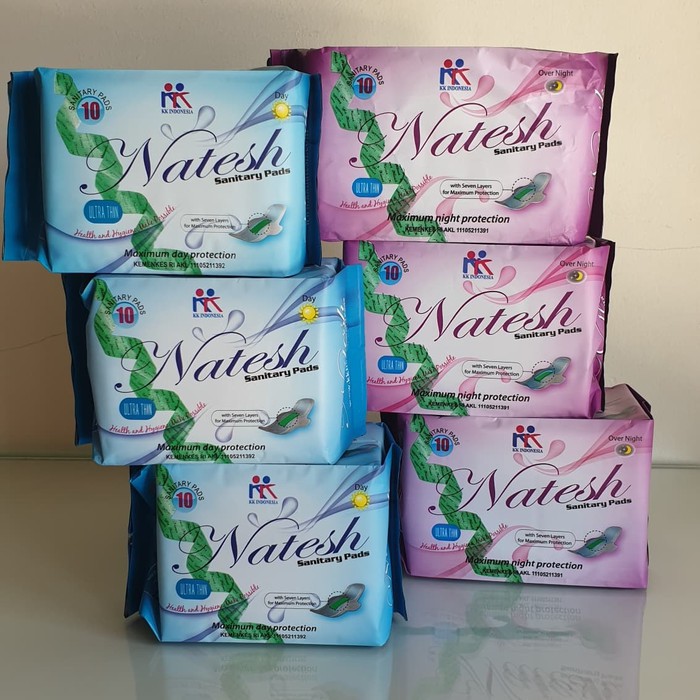 Natesh Sanitary Pads Pantyliner Night Day Use Pembalut Herbal Panty, Siang, Malam KK Indonesia