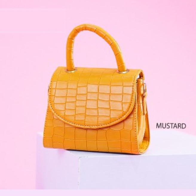 TAS SELEMPANG WANITA MIZU CROCO HANDLE + SELEMPANG BAG Tas Selempang Wanita SHOULDER BAG MIZU TF006-MIZU-MUSTARD