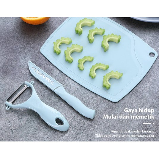 PISAU SET TALENAN 3IN1 STAINLESS PISAU PENGUPAS BUAH SAYUR DAPUR KNIFE PEELER FRUIT CHOPPING | FADHILAH SHOP BJB