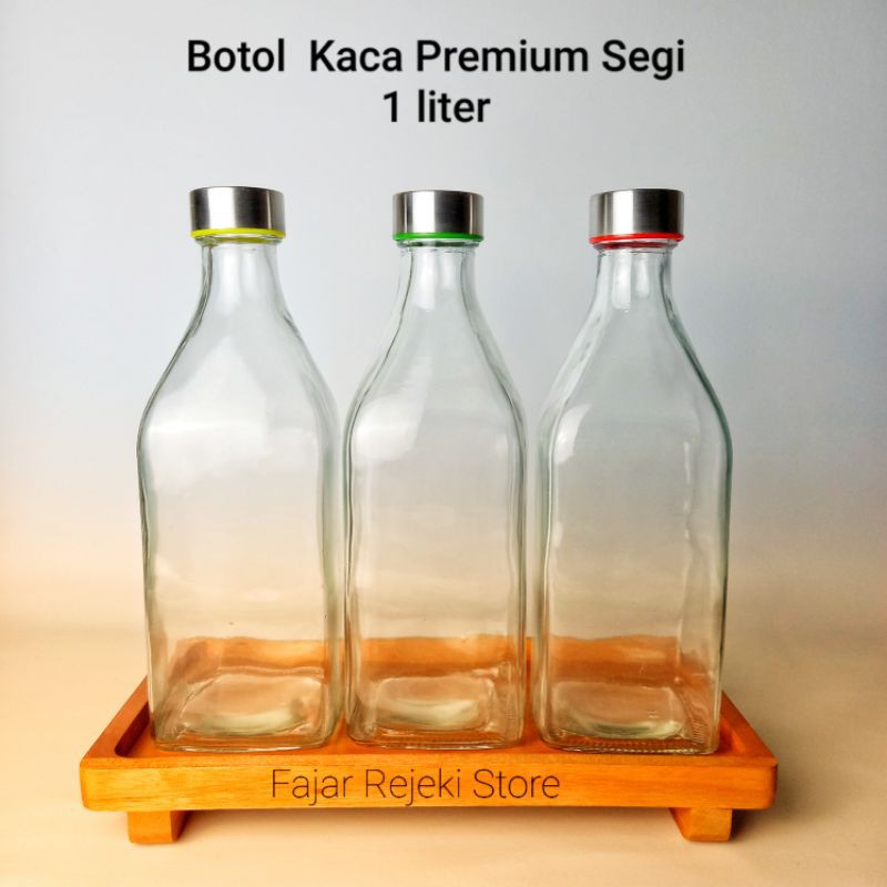 Botol Kaca Segi Kotak 1L