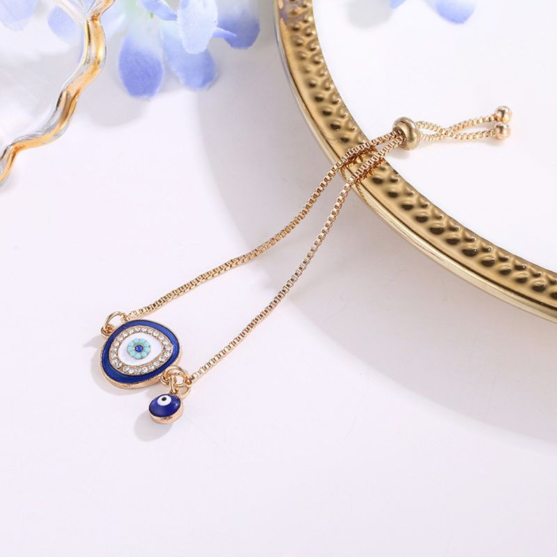 Glitter Turkish Lucky Blue Crystal Evil Eye Bracelets Handmade Gold Chains Lucky Jewelry