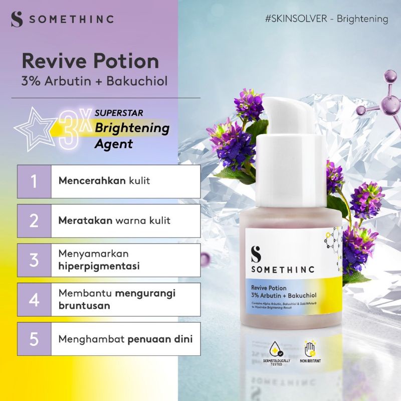 (GOSEND/COD) SOMETHINC REVIVE POTION 3% ARBUTIN + BAKUCHIOL SERUM MENCERAHKAN | 2% BHA SALICYLIC ACID LIQUID PERFECTOR SERUM JERAWAT