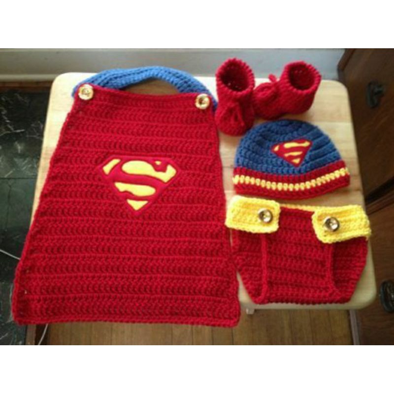 KOSTUM BAYI SUPERMAN / BAJU RAJUT BAYI / COSTUM FOTOGRAFI