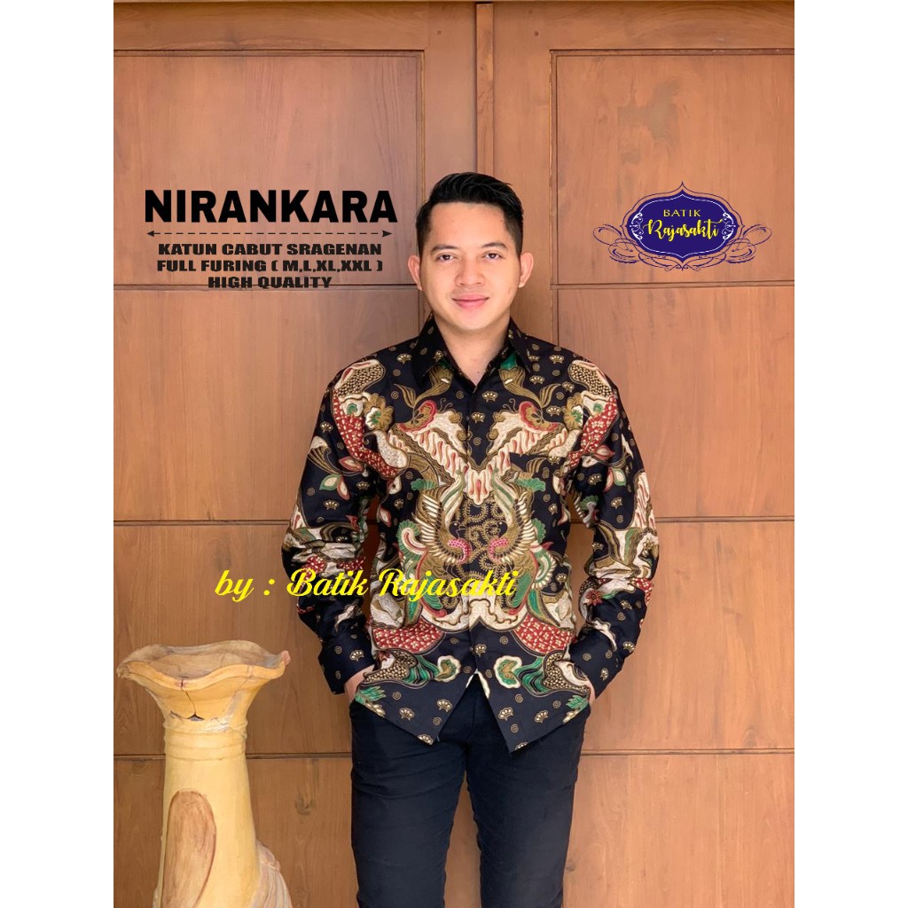 NIRANKARA Kemeja Batik Pria Lengan Panjang Katun Halus FULL FURING Rajasakti