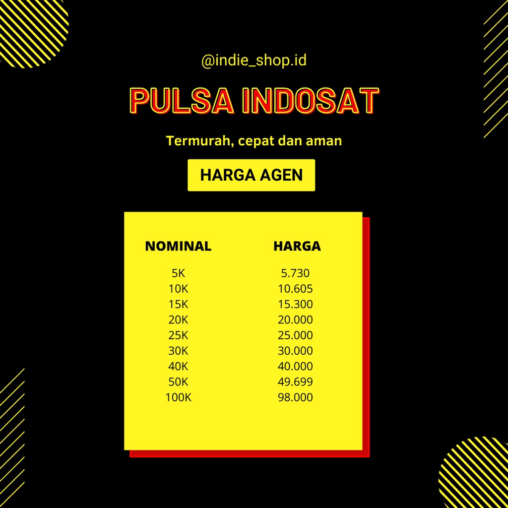Pulsa Indosat 5k 10k 15k 20k 25k