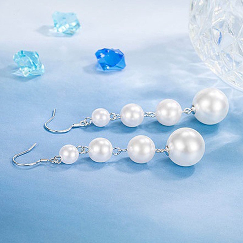 Anting Panjang Liontin Bulan Bintang Bunga Aksen Mutiara Berlian Imitasi Gaya Korea Untuk Wanita
