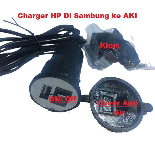 Charger HP Lubang USB Untuk Di Aki Motor/ Mobil