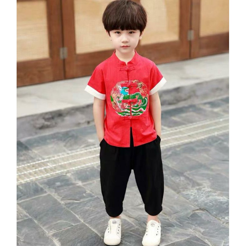 Qipao set baju setelan anak laki laki imlek READY SIZE 110/140