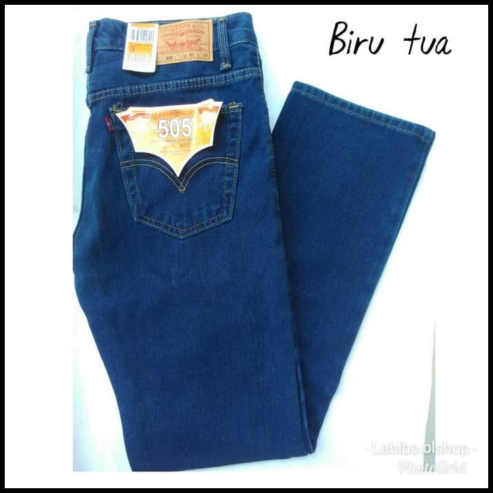 0S33 Celana Jeans Levis 505 Regular/ Standar Pria - Hitam, 29 L05B