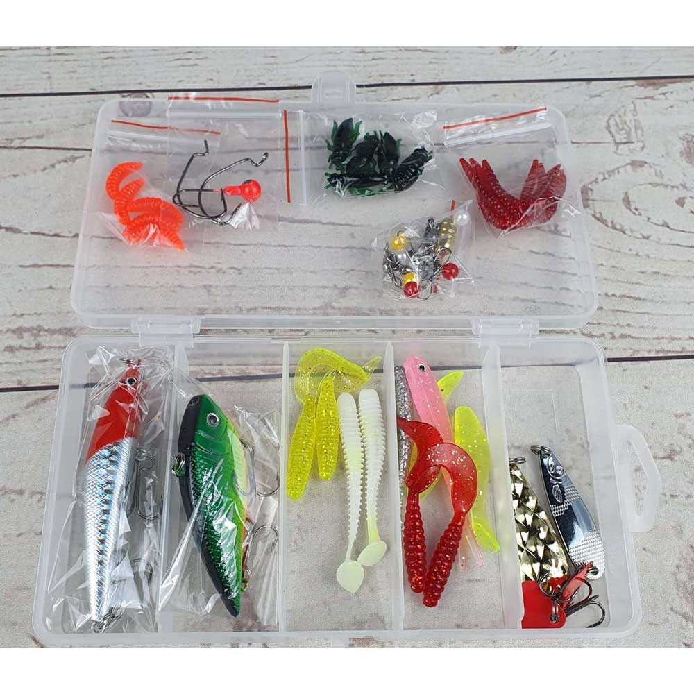 Umpan Pancing Ikan Set Fishing Bait Kit 45PCS / Umpan gabus Rapala Tb Putih Casting Gabus 1 Set Box Lengkap / Umpan Ikan Lele Galatama Siap Pakai Paling Gacor / Set Umpan Pancing Casting Jig Minnow Dengan Kail / Umpan Spiner Bait casting Murah Original