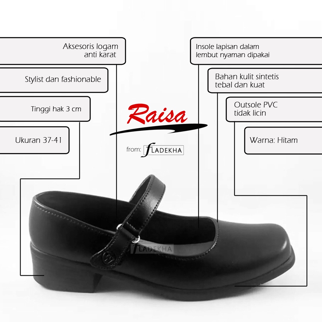 Sepatu Pantofel Wanita / Sepatu Wanita Formal / Sepatu Pantofel Paskibra Wanita Bertali / Sepatu Kerja Wanita/ Sepatu Sekolah Anak Wanita Hitam Raisa A201