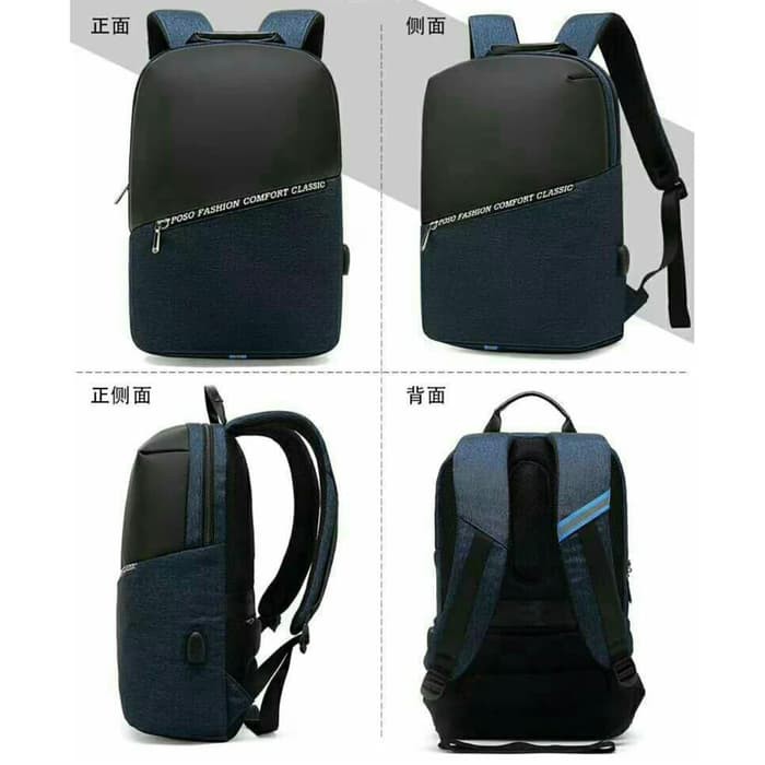 POSO Capsule Smart Tas Ransel Backpack Pria USB PORT Anti Maling PS627