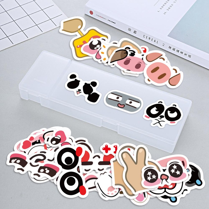 40 lucu stiker wajah kartun ekspresi cangkir air Jurnal bahan kasus epoxy tangan Buku stiker Xiao Zh