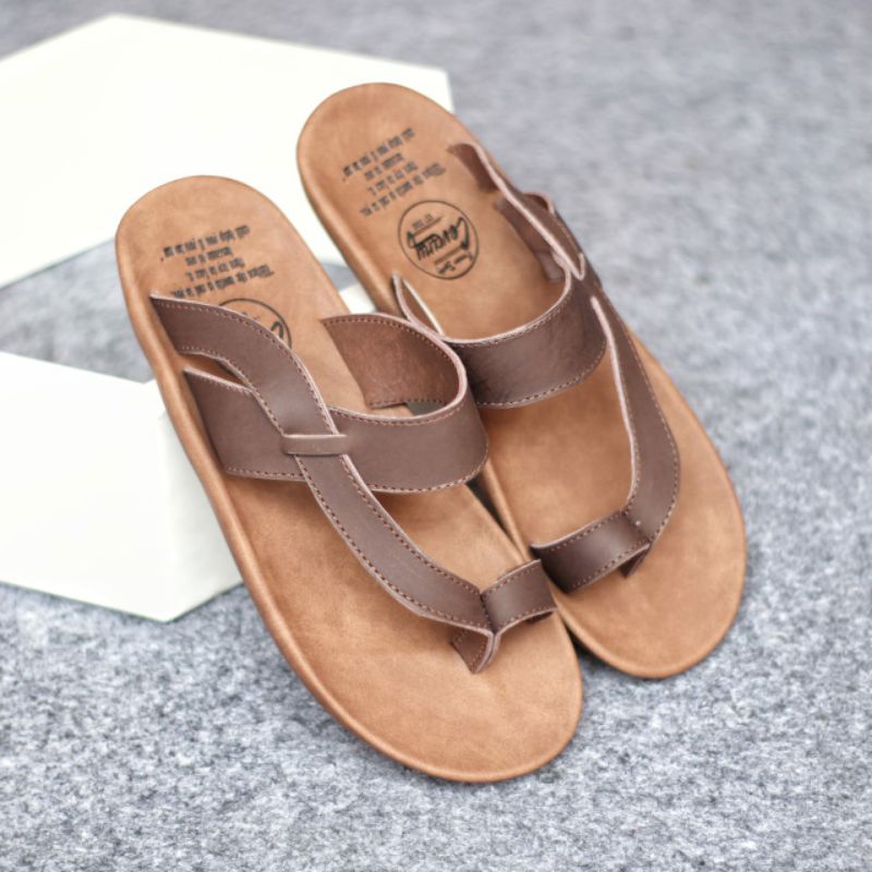 IMPULSE Sandal Kulit Pria Asli Garut Sendal Casual Main Keren Nyaman Anti Slip