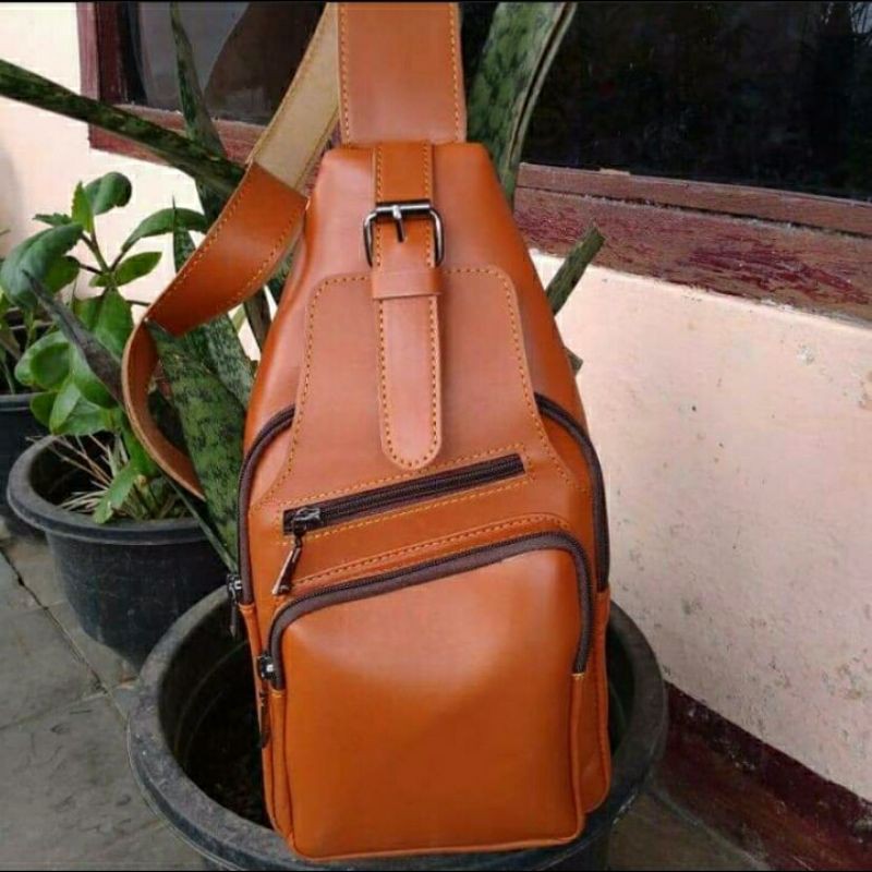 Tas Pinggang HP Selempang Kulit Asli Pull Up Premium