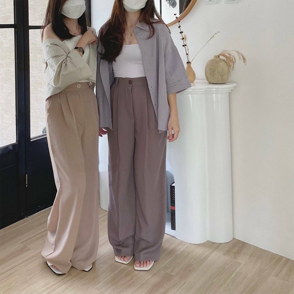 JUMBO Loose Pants 332 Trousers Anti Kusut - Kulot Highwaist Wanita Jumbo BB 100 Kg