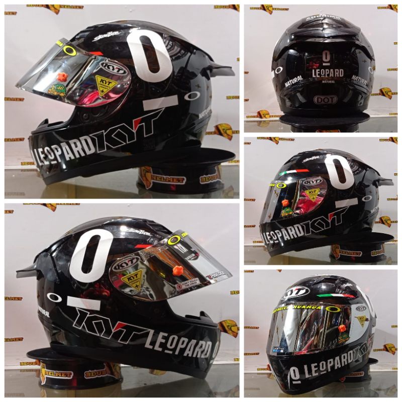 HELM KYT R10 SOLID BLACK DOFF PAKET GANTENG ORIGNAL PICT-BKGLOS LEOPARD/SLVER