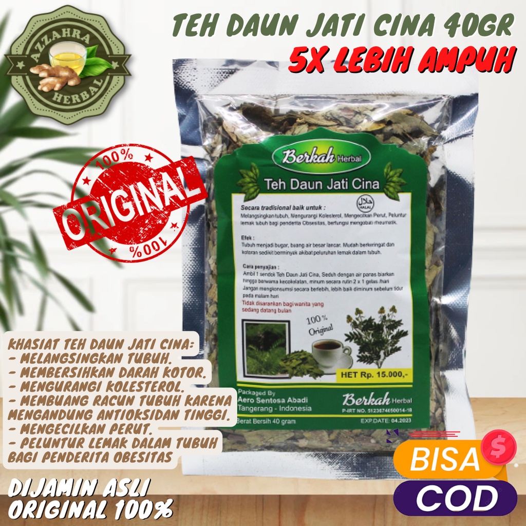 Teh Daun Jati Cina 40gr - Teh Daun Jati Cina Hikmah Herbal - Teh Diet - Teh Pelangsing 40gr