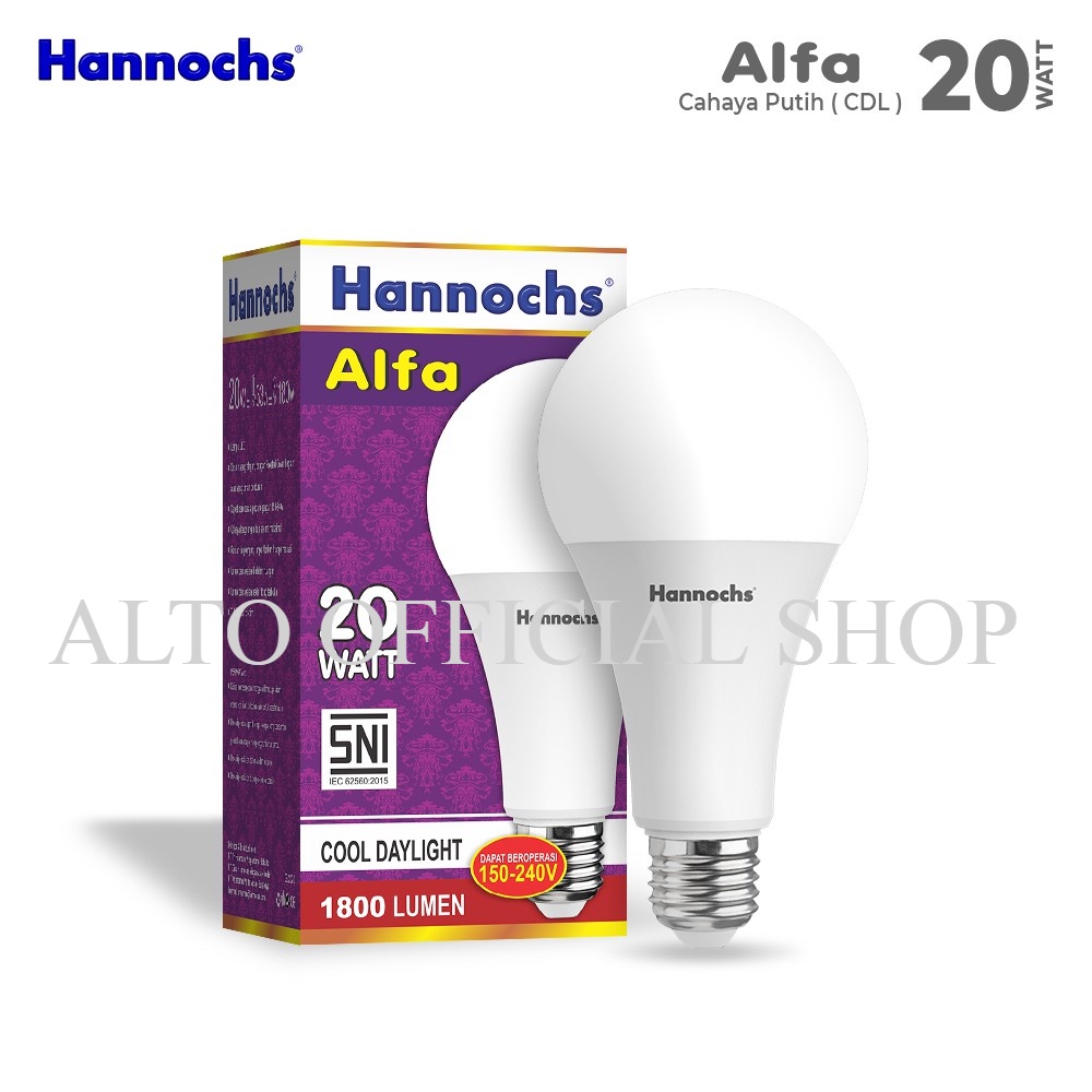 Hannochs - Lampu LED Alfa - 20 watt - cahaya Putih - Lampu Taman - Lampu Rumah - Lampu kamar