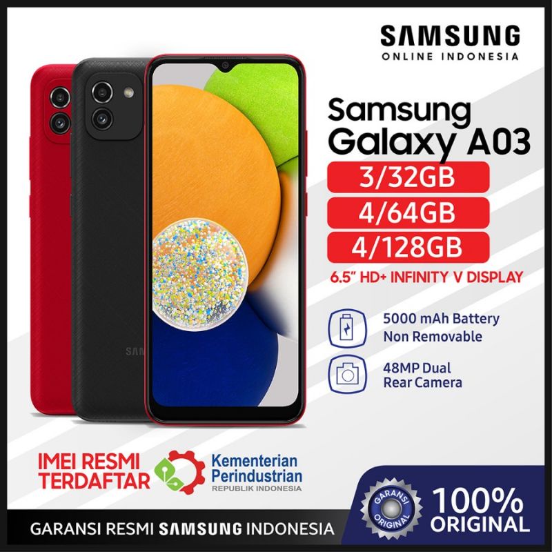 Samsung galaxy A03 ram 4/64 garansi resmi