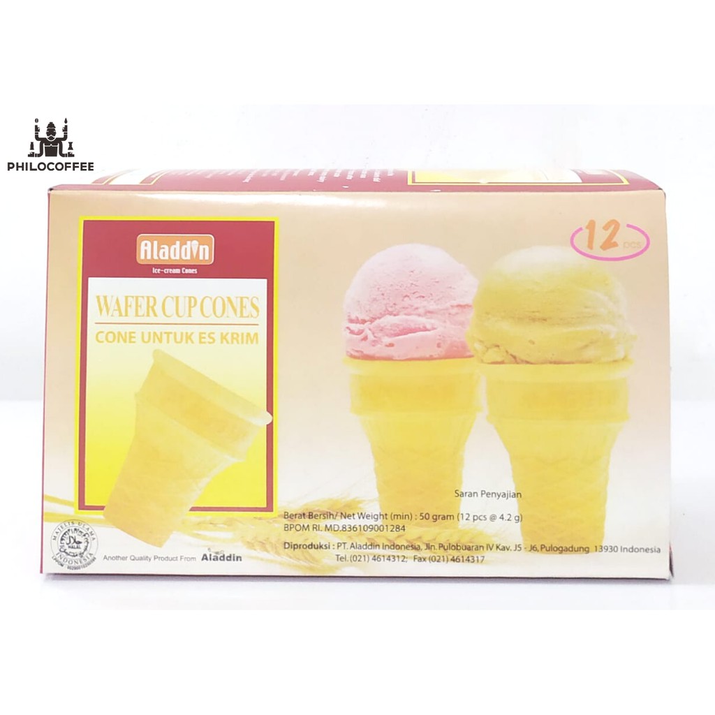 Cone Es Krim 12 pcs (50gr) | Aladdin Wafer Cup Cones Box