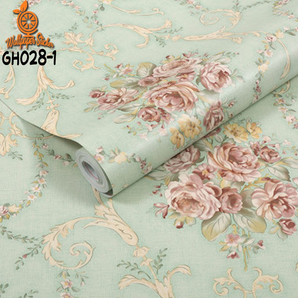 WALLPAPER STICKER DINDING GH PREMIUM QUALITY SHABBY CHIC (BUNGA BUNGA) BISA COD