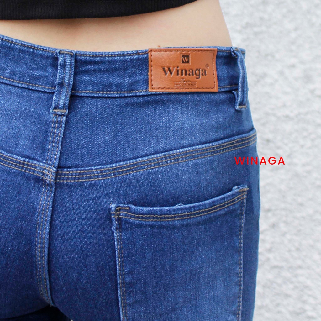 WINAGA- Skinny Jeans Pensil Panjang Wanita Stretch Polos