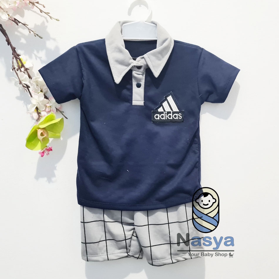 [RS-019] Baju Bayi | Stelan bayi kerah | setelan bayi karakter 3-12 bulan | baju bayi laki laki