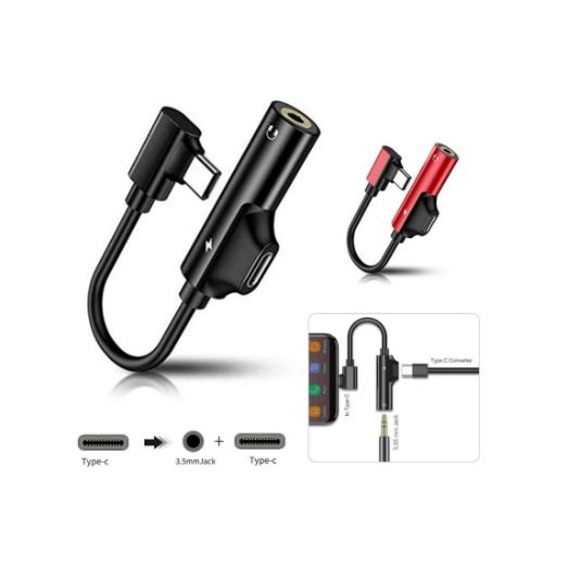 Type-C to Audio aux 3.5mm female microphone headset with Pd Usb-c charging 2A 2in1 adapter converter