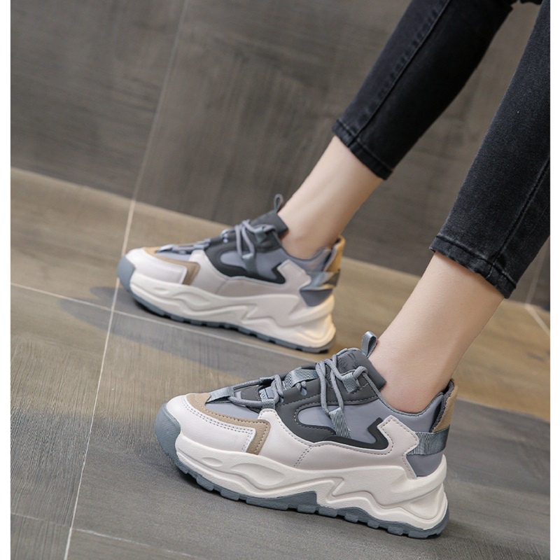 BJS2103 - GRAY - Sepatu Sneakers Fashion Wanita Cantik Import SEPATU WANITA SNEAKERS TALI FLAT FASHION IMPORT TERMURAH TERLARIS TERBARU BAGSTORE JAKARTA JSS2103
