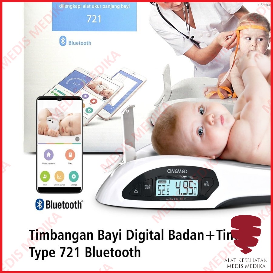 Timbangan Bayi Digital Onemed 721 Baby Scale Bluetooth Alat Pengukur Tinggi Badan