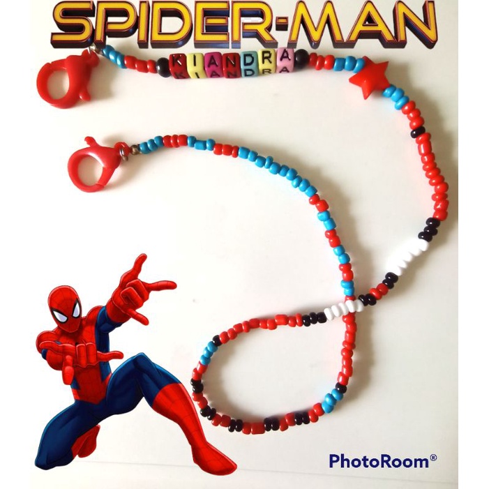 Kalung Masker anak laki-laki SUPERHERO SPIDERMAN / Strap Masker anak laki-laki (bisa request nama)