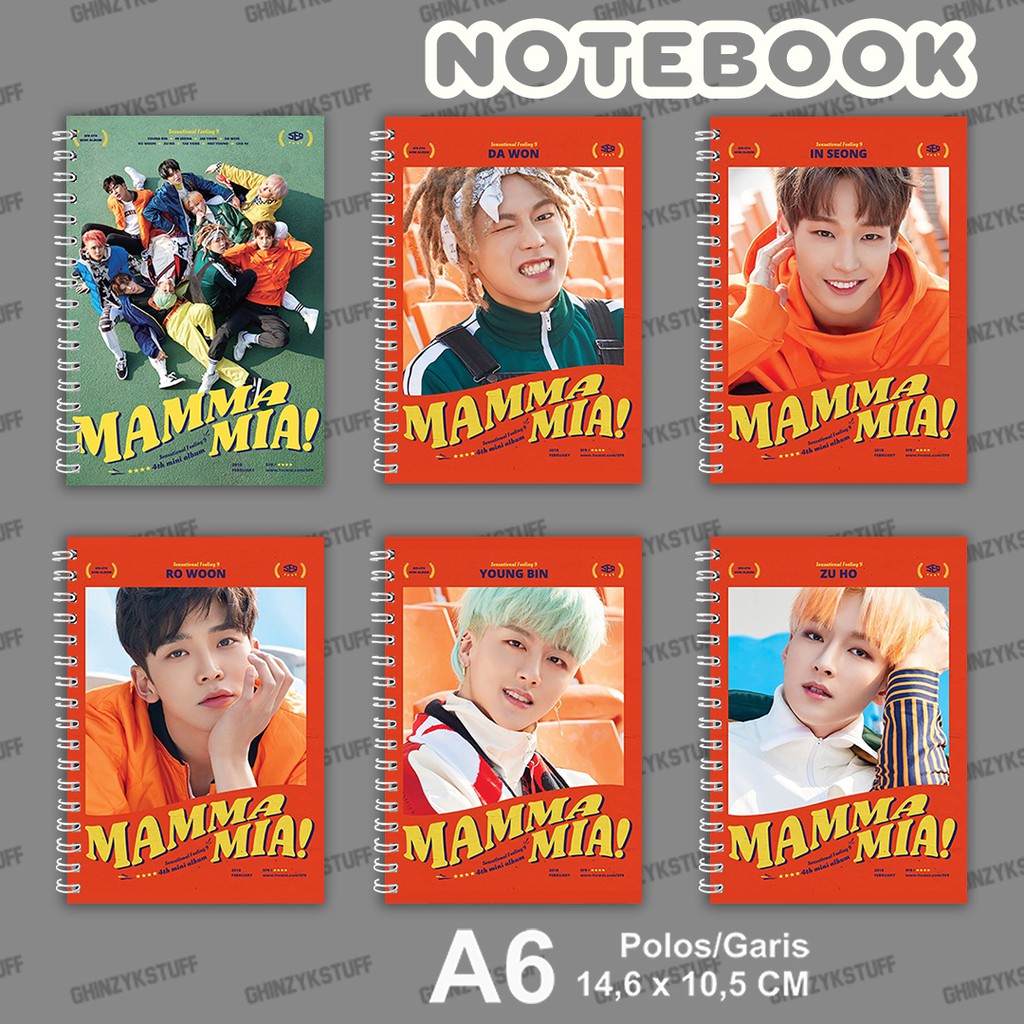 

Notebook KPOP Ukuran A6 10,5 cm x 14,8 cm SF9 Mamma Mia