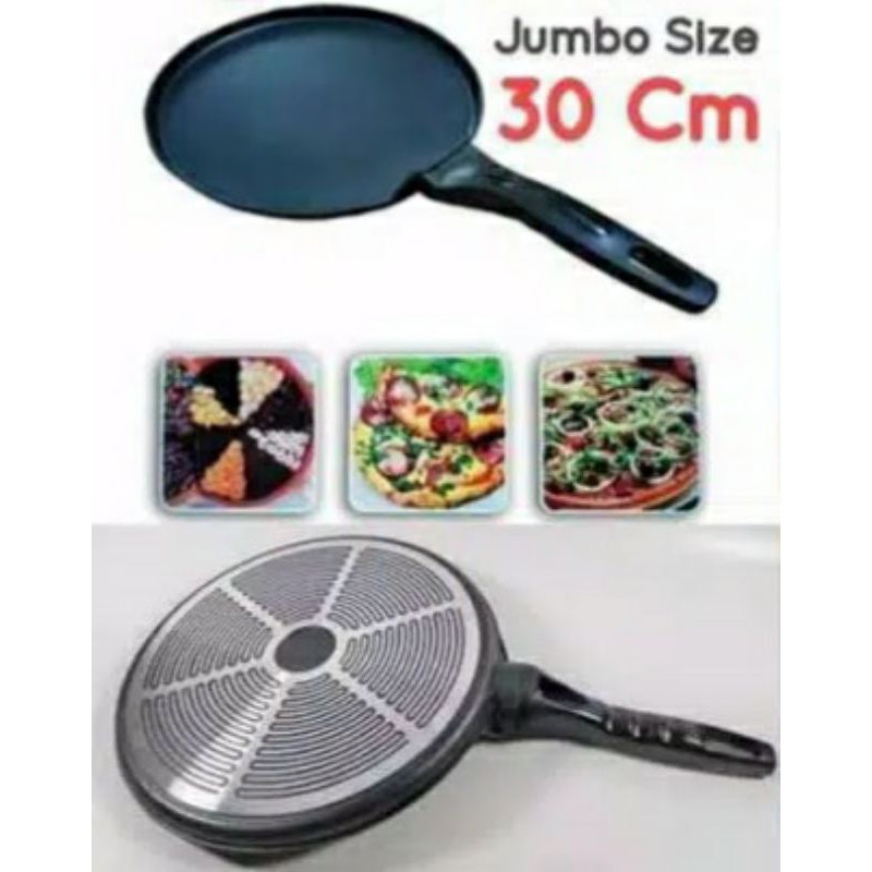 Panci , Teflon Wajan , BBQ , CREPE PIZZA , Martabak , GRILL PAN MARBLE  , 30CM