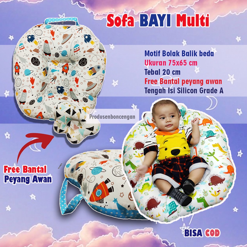 2in1 Sofa bayi new born | kasur bayi multifungsi | sofa kasur bayi alas tengkurap | sofa bayi lembut FREE BANTAL PEYANG dan TAS