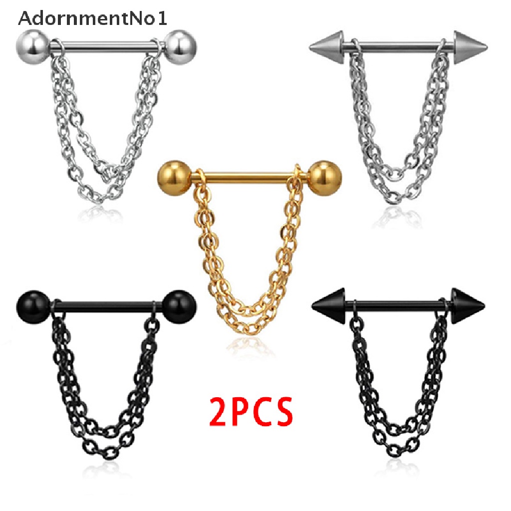 (AdornmentNo1) 2pcs / Set Anting Tindik Puting Payudara Bentuk Barbel Untuk Wanita