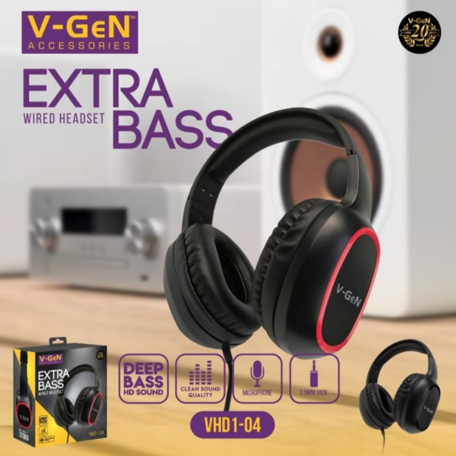 Headset Wired V-GeN VHD1-04 Extra Bass Headphone