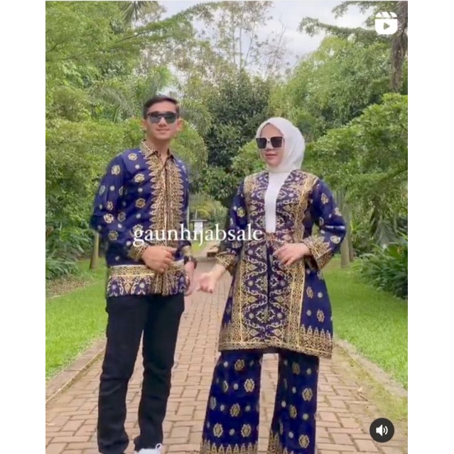 COUPLE SET CARDIGAN ROMPI MOTIF SONGKET PALEMBANG- BAJU LAMARAN-COUPLE KONDANGAN
