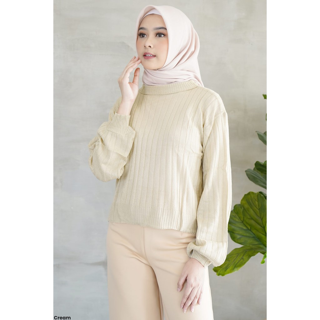 Baloon Longsleeve Knit Top Rajut