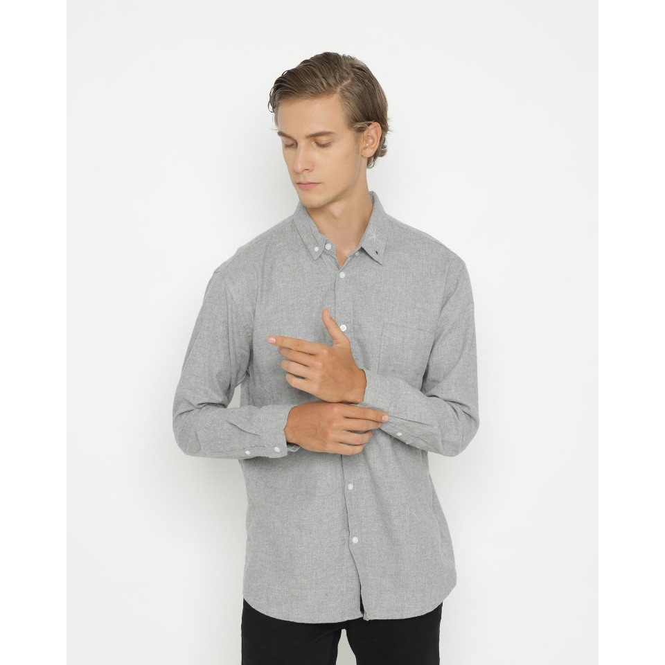 Kemeja Pria Original Erigo Long Shirt Saga Grey Kemeja Lengan Panjang Shopee Indonesia