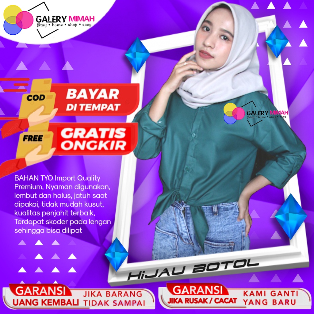 Kemeja Polos Wanita Lengan Panjang Baju Kerja Kantor Wanita Hem Alisan Oversize Wanita Atasan Wanita