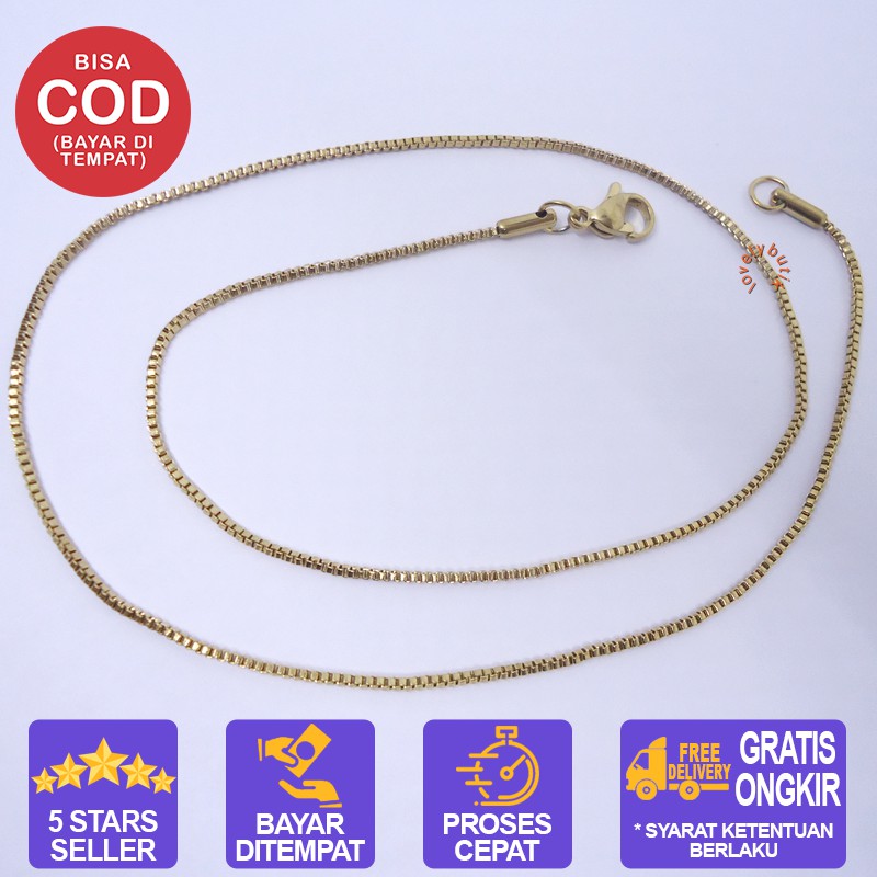 Rantai Kalung Titanium Anti Karat Italy Rantai Kalung Ukuran 45 cm Warna Emas - Lovelybutik