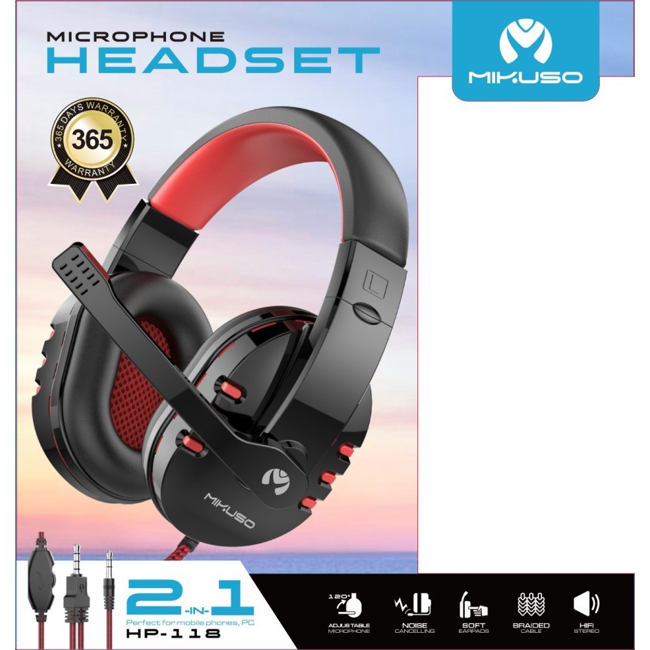 Headset gaming With Mic Mikuso HP-118 Headphone Gaming With Mic