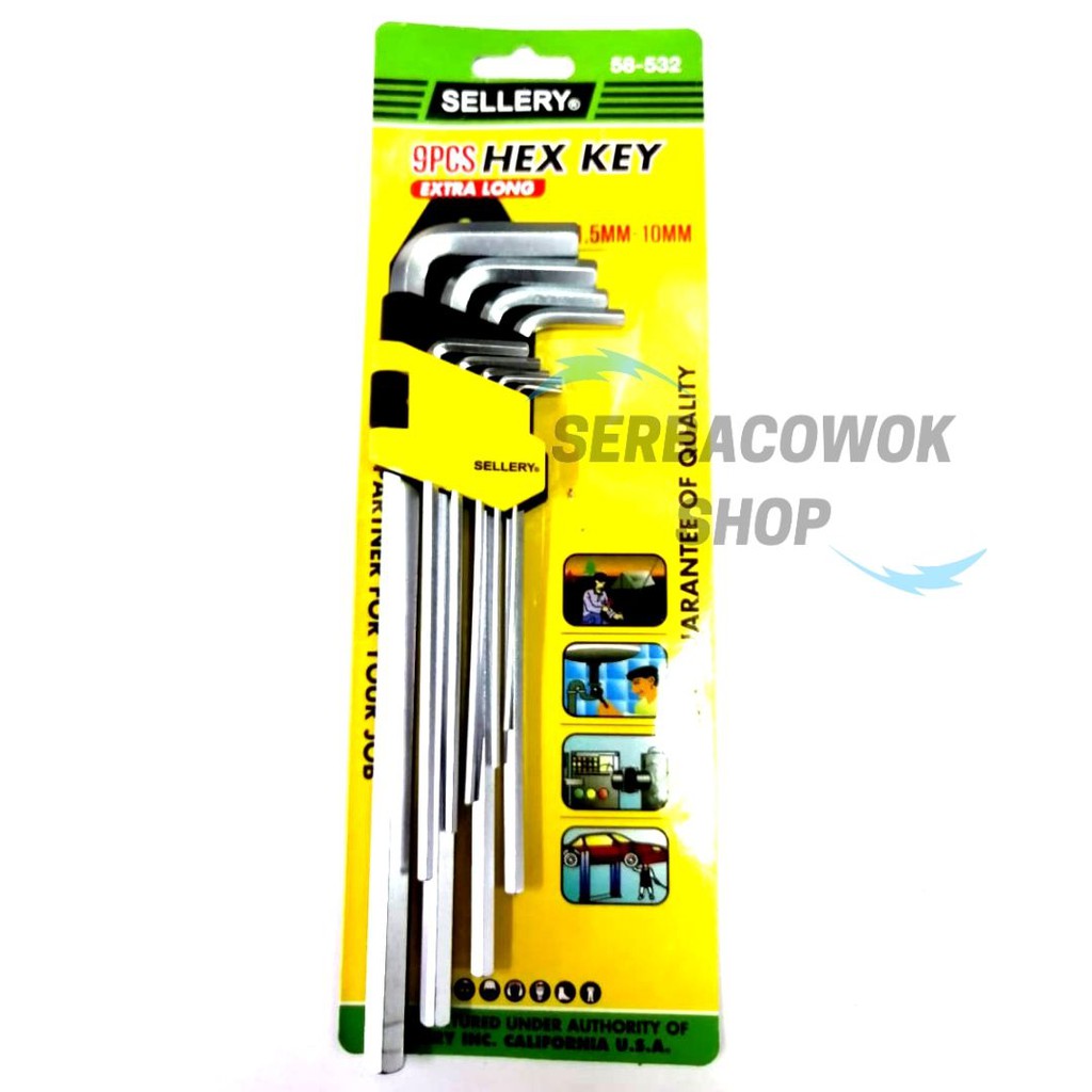 Promo Kunci L 9 Pcs Set Panjang Hex Key Extra Long 1,5 -10 MM Sellery Termurah Berkualitas
