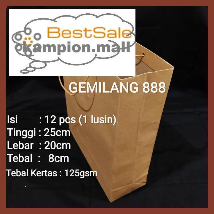 

Y7Tuut7- Paperbag/Paper Bag/ Kantong Belanja Polos Uk. 20X24X8 Cm - Cokelat E46Et57-