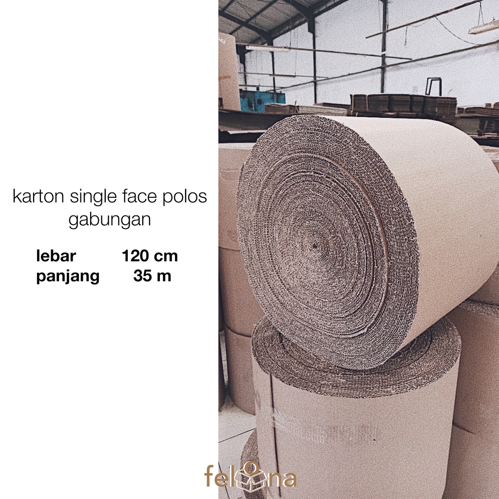 

Karton Lembaran Polos Single Face 1 ROLL Uk. Lebar 120 cm x 35 Meter