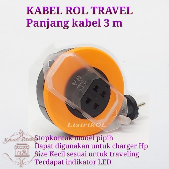 LY-150 LOYAL Kabel Box Travel Extension Cord Reel 3M - Kabel Rol - Roll - Travelling Cable