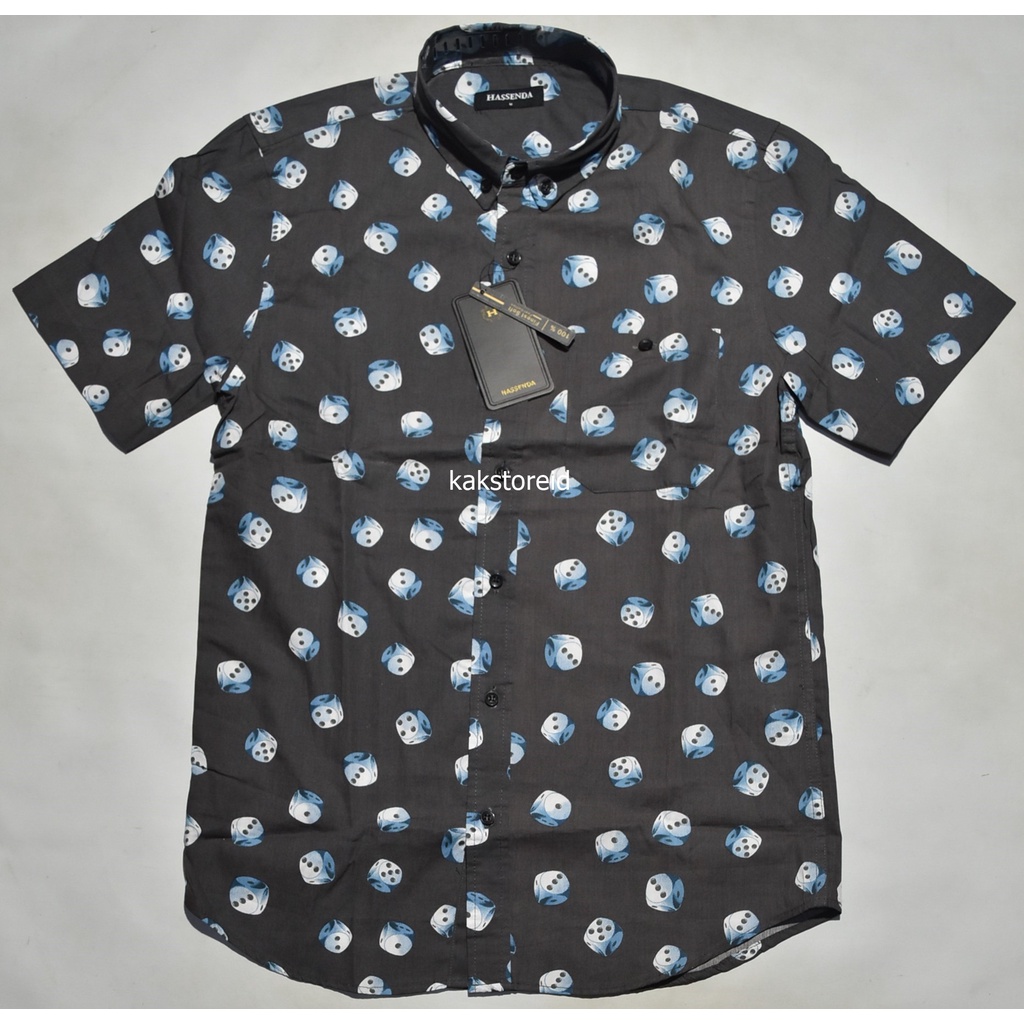 Kemeja Pria Hassenda Lengan Pendek Coklat Motif KHS 07 ORIGINAL