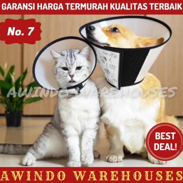 PET COLLAR PENUTUP LEHER NO 7 - Corong Pelindung Leher Anjing Kucing Cone Neck Collar