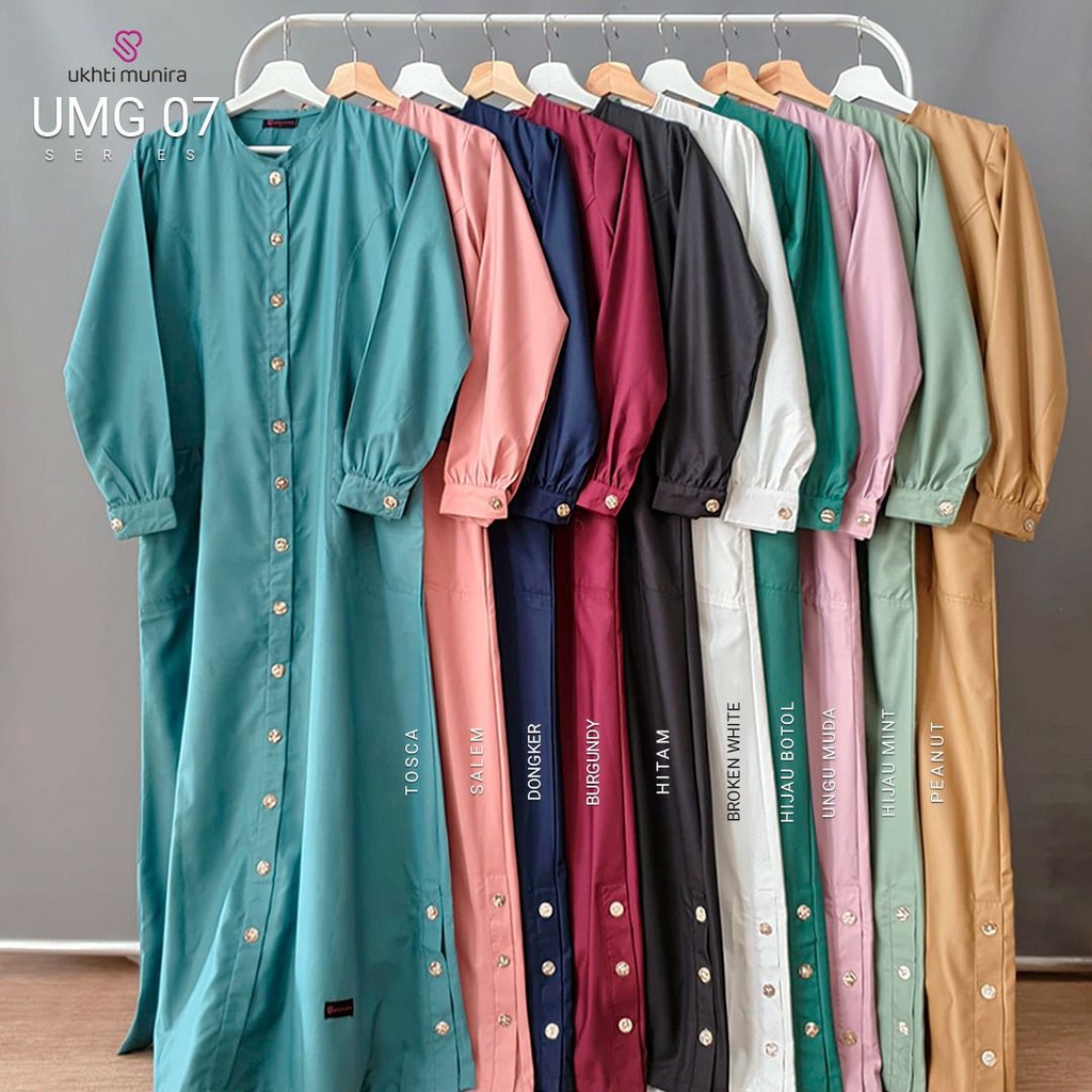 Gamis Terbaru 2022 Gamis Katun Toyobo Ukhti Munira UMG07 Busana Muslim Jumbo Busui Saku Depan Halus 